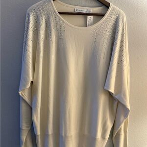 New York & Company Ivory Studded Top